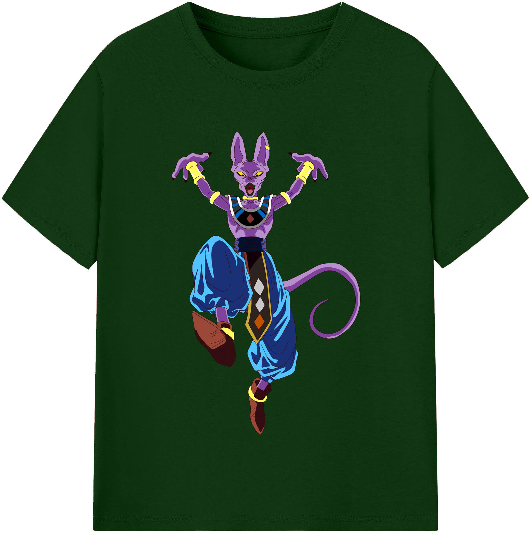 （画像用） ドラゴンボール ビルス 破壊神ビルス DRAGON BALL Beerus Birusu 綿100％半袖Tシャツ（フロントプリント）